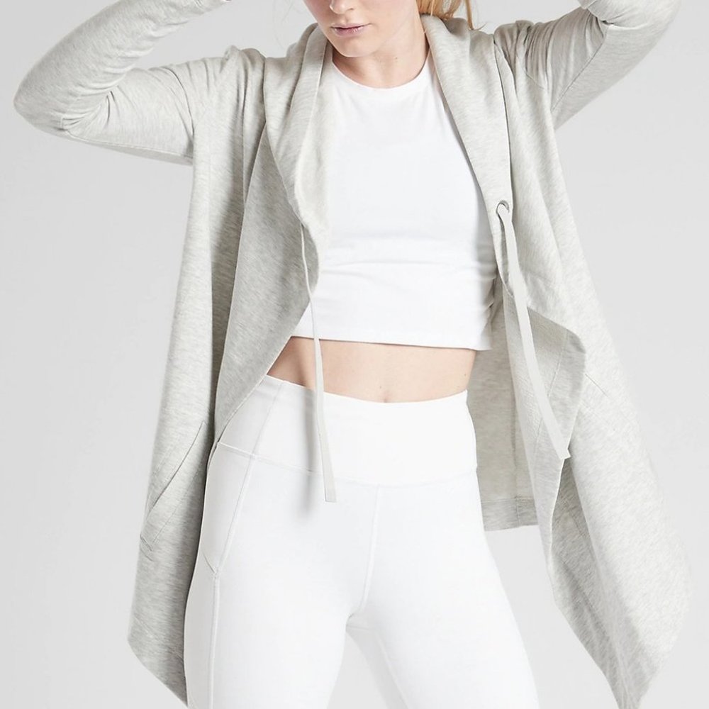 Athleta- Heather Grey Vista Wrap Open-Front Hoodie